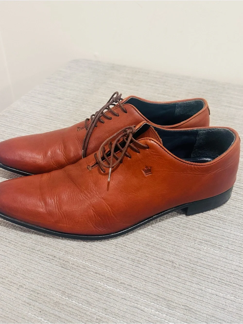 Louis Philippe Men's Tan Leather Plain Toe Oxford Dress Shoes Size US  9,5